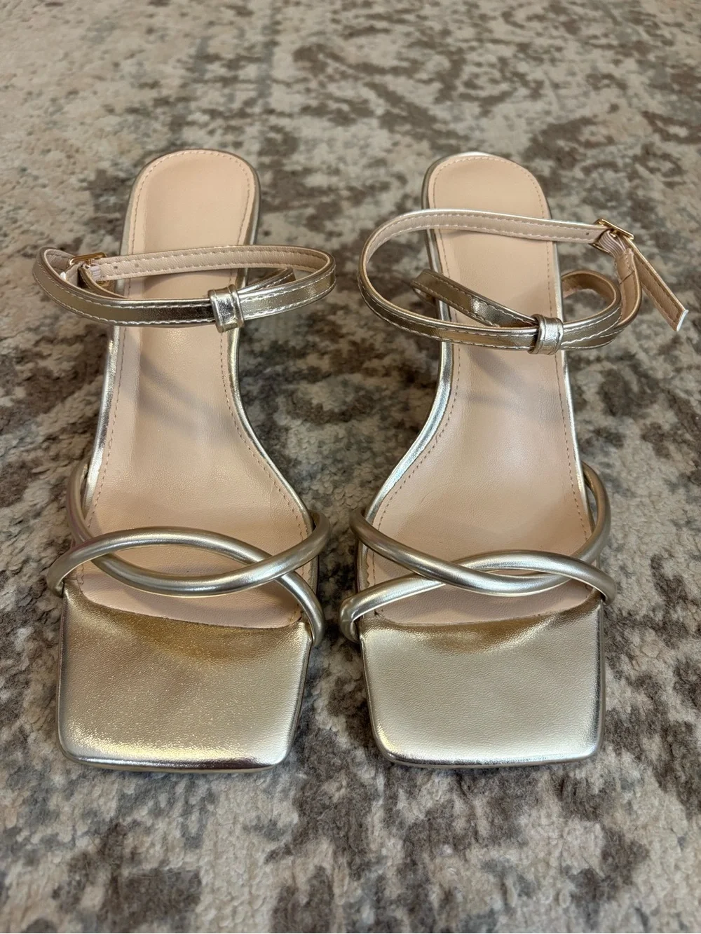 Women's Metallic Gold Strappy Heeled Sandals